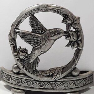 Vintage Hummimgbird Cast Pewter Signed